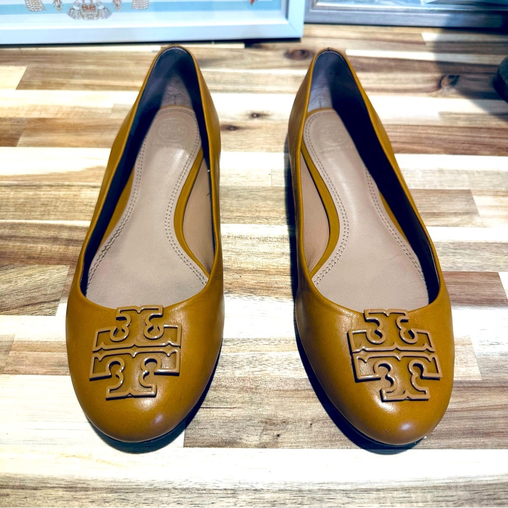 Tory Burch Lowell 2 Ballet Flats Mestico Blonde Leather, Size 9